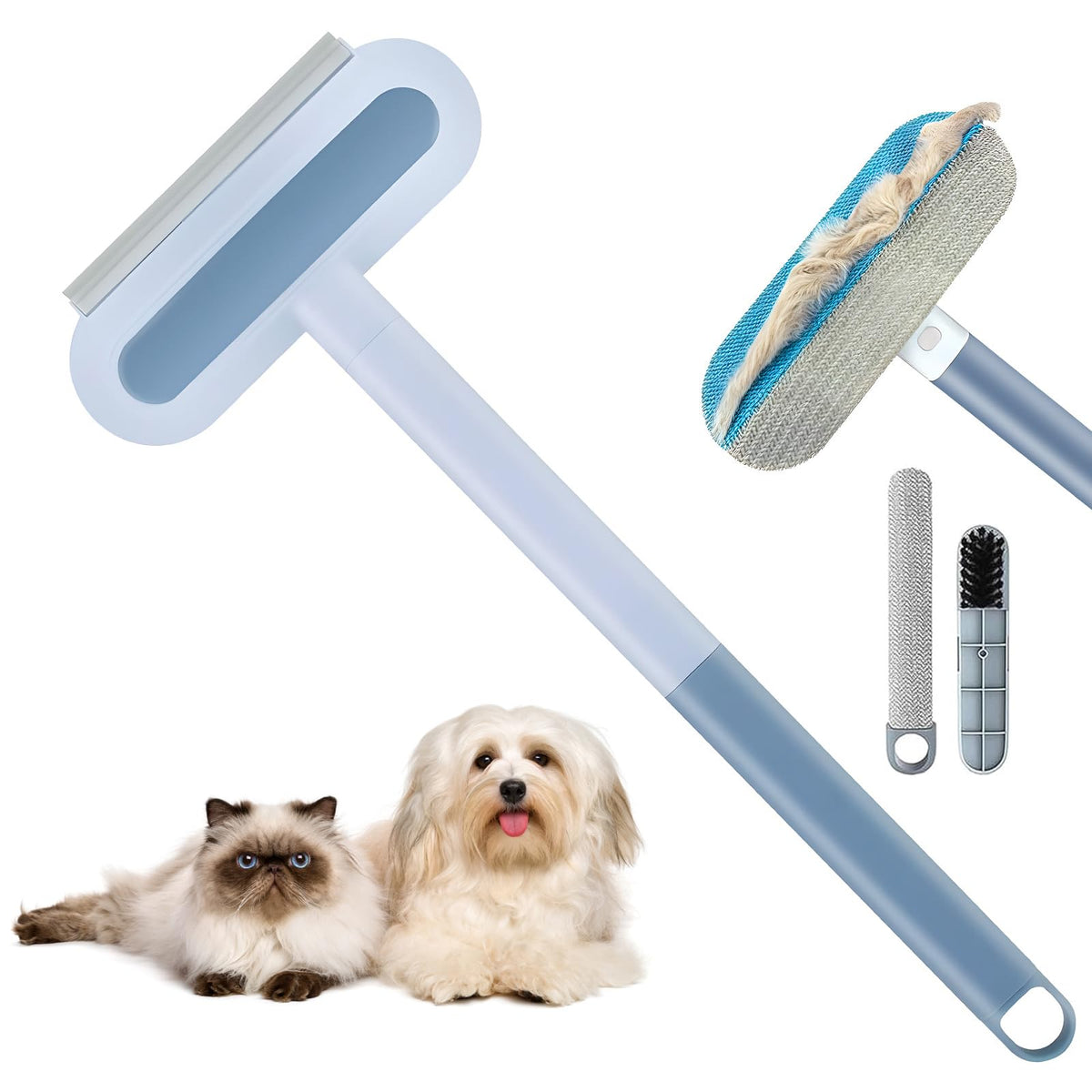 4in1 Pet Hair Remover front brush captures fur from furniture quickly