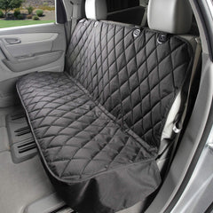 4Knines back-seat cover installed protects car upholstery during pet rides.
