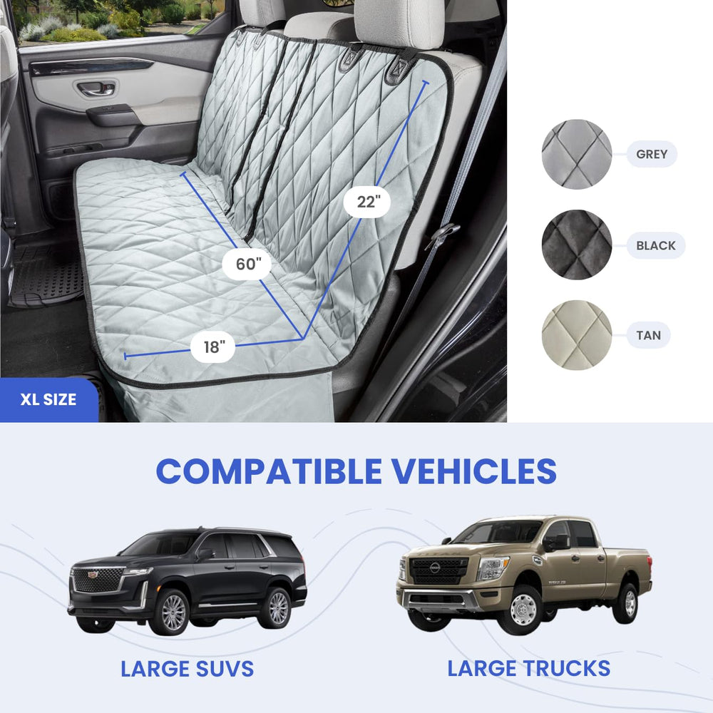 4Knines dog seat cover backseat 54 inch wide protects entire bench from dirt and hair.