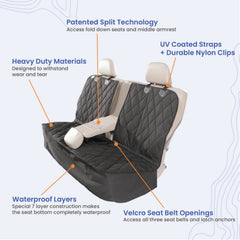 4Knines dog seat cover backseat k9-shield waterproof layer resists spills and moisture.