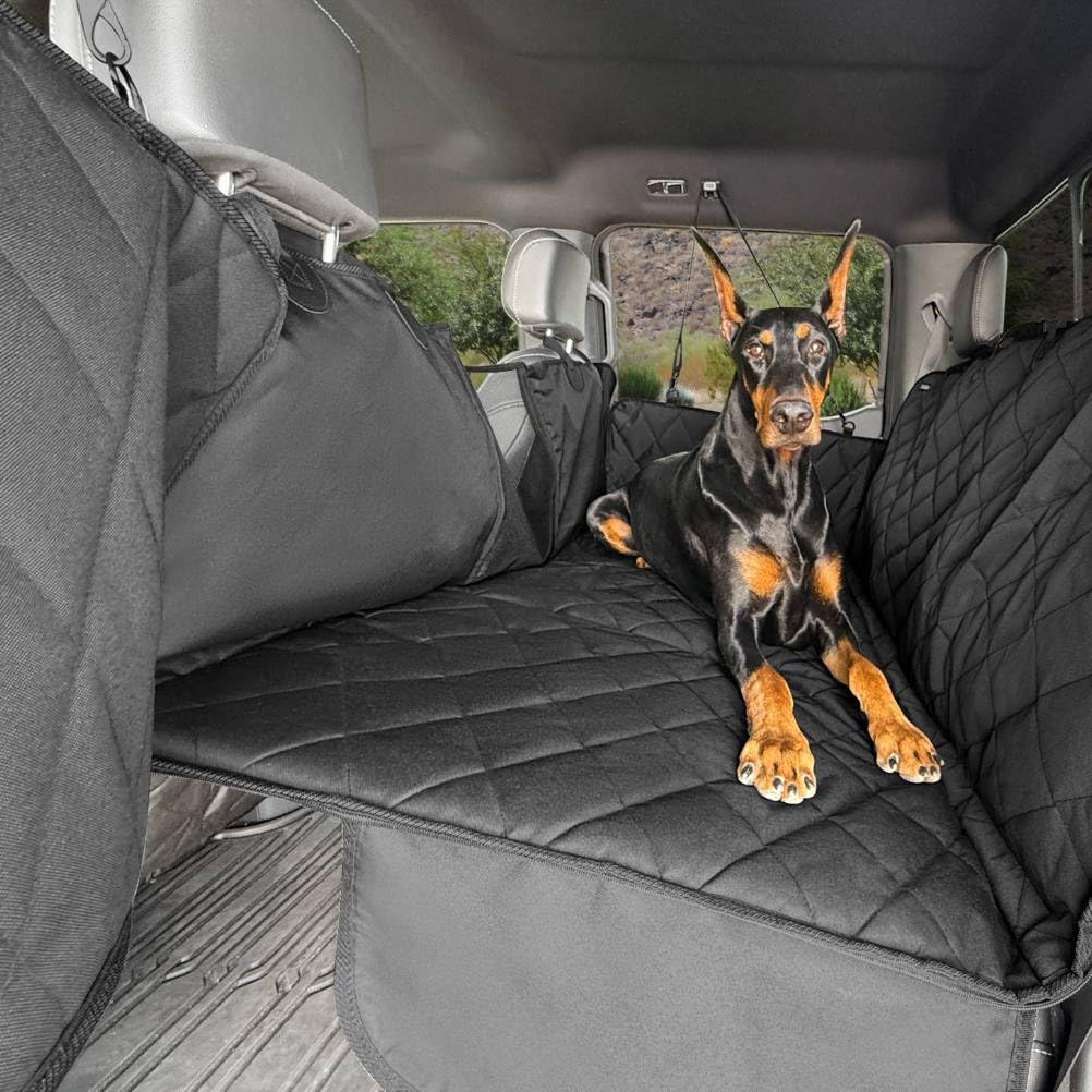 4Knines hard bottom back seat extender front view shows stable dog-friendly platform
