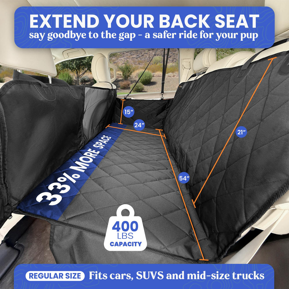 4Knines mesh-panel access scene showing front-seat pass-through for easy pet reach.