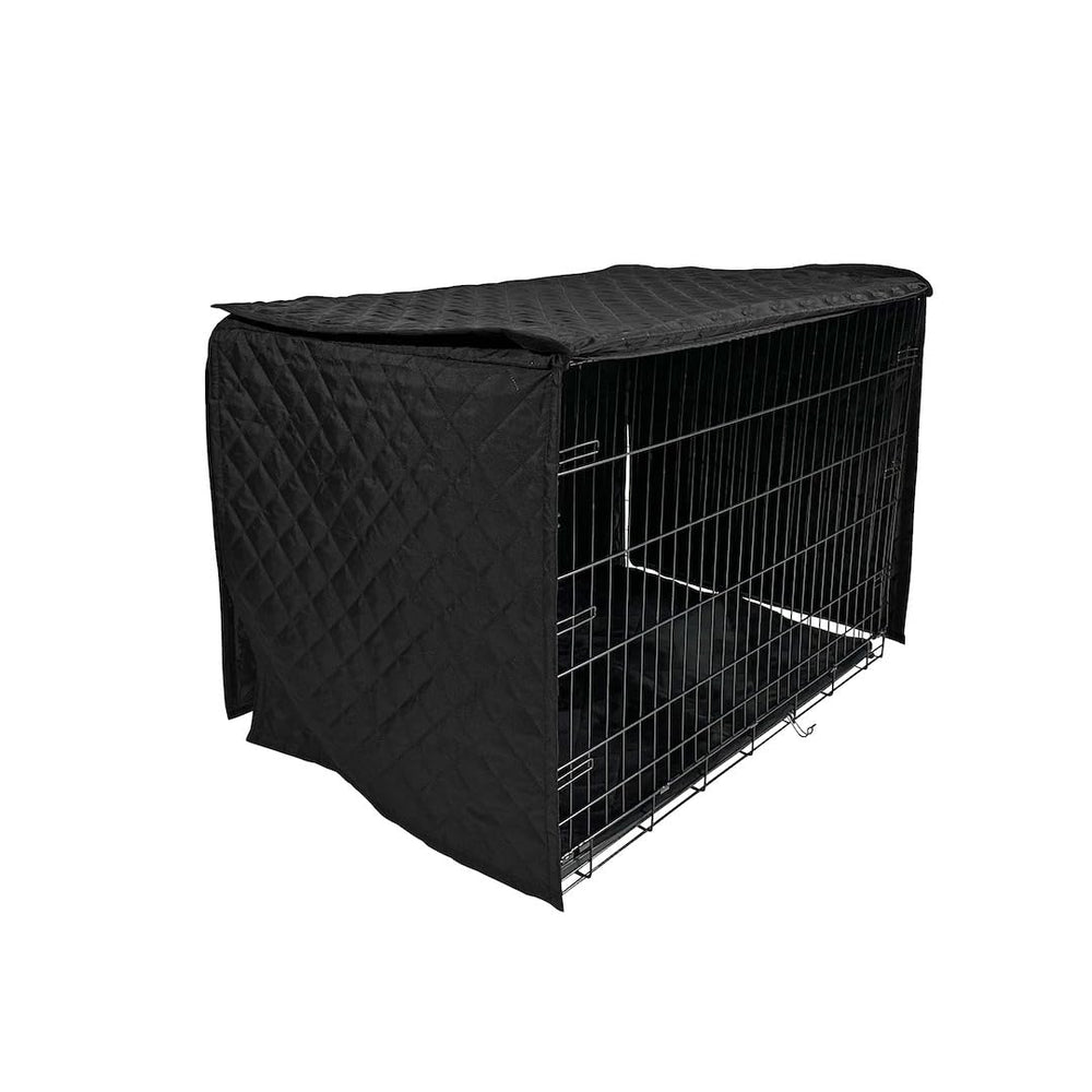 4Knines quilted crate cover with a dog inside illustrates privacy and calm for training
