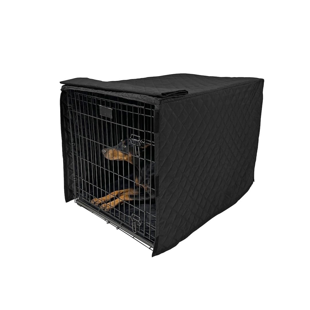 4Knines quilted dog crate cover close-up shows durable water-resistant fabric and texture