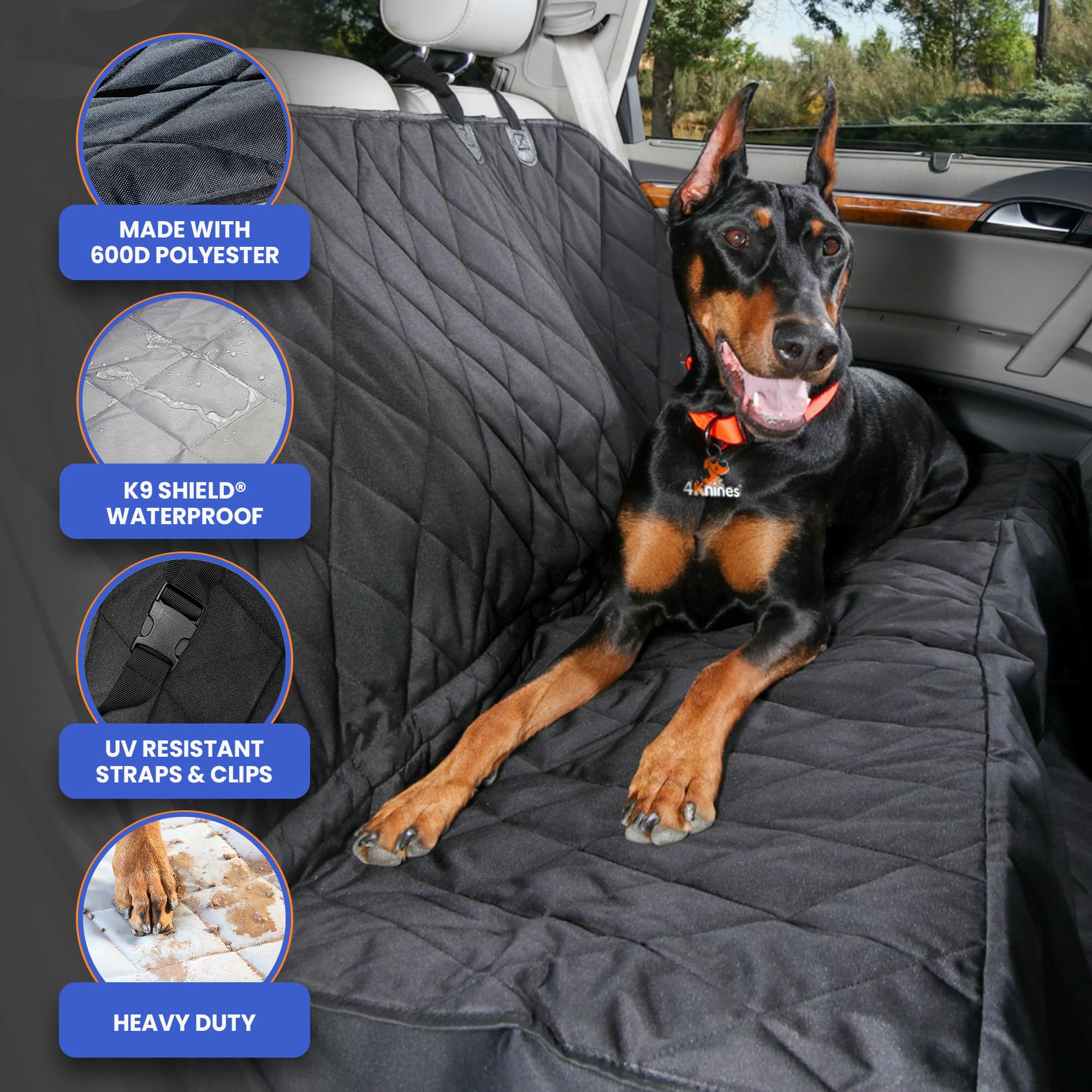 4Knines uv-coated straps and nylon clips secure the cover in place.