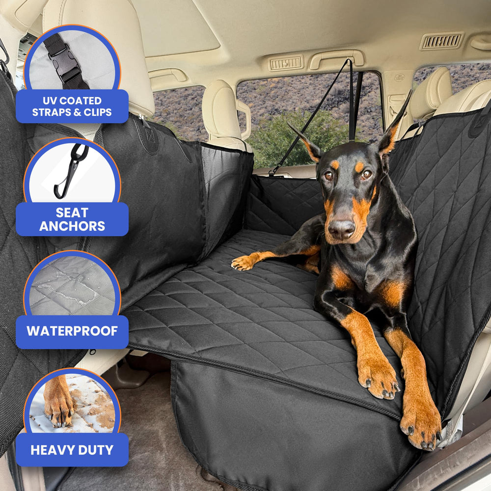 4Knines waterproof K9 Shield fabric guarding seats against spills and fur.