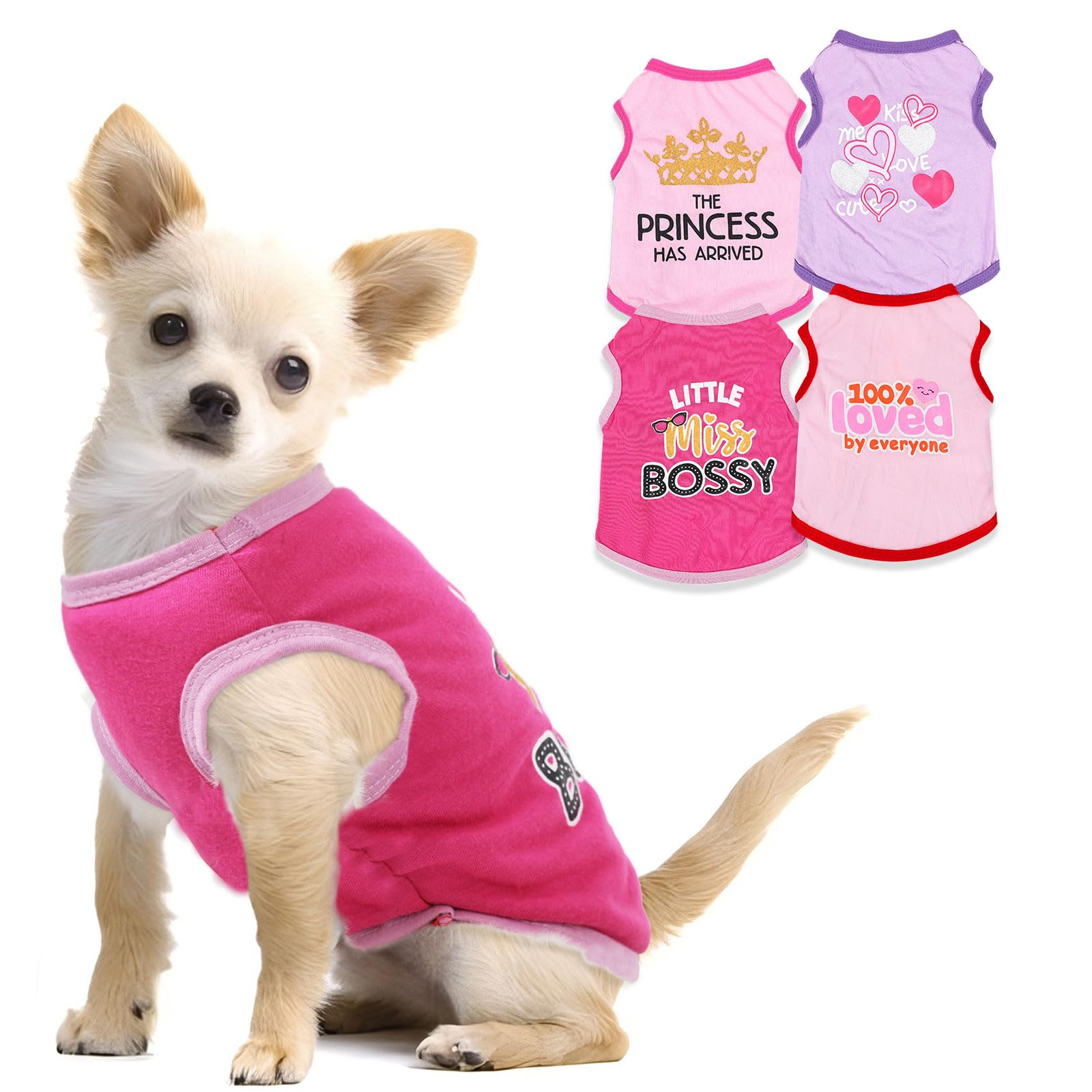 4Pieces Chihuahua Clothes lightweight fabric shown for chilly day layering.