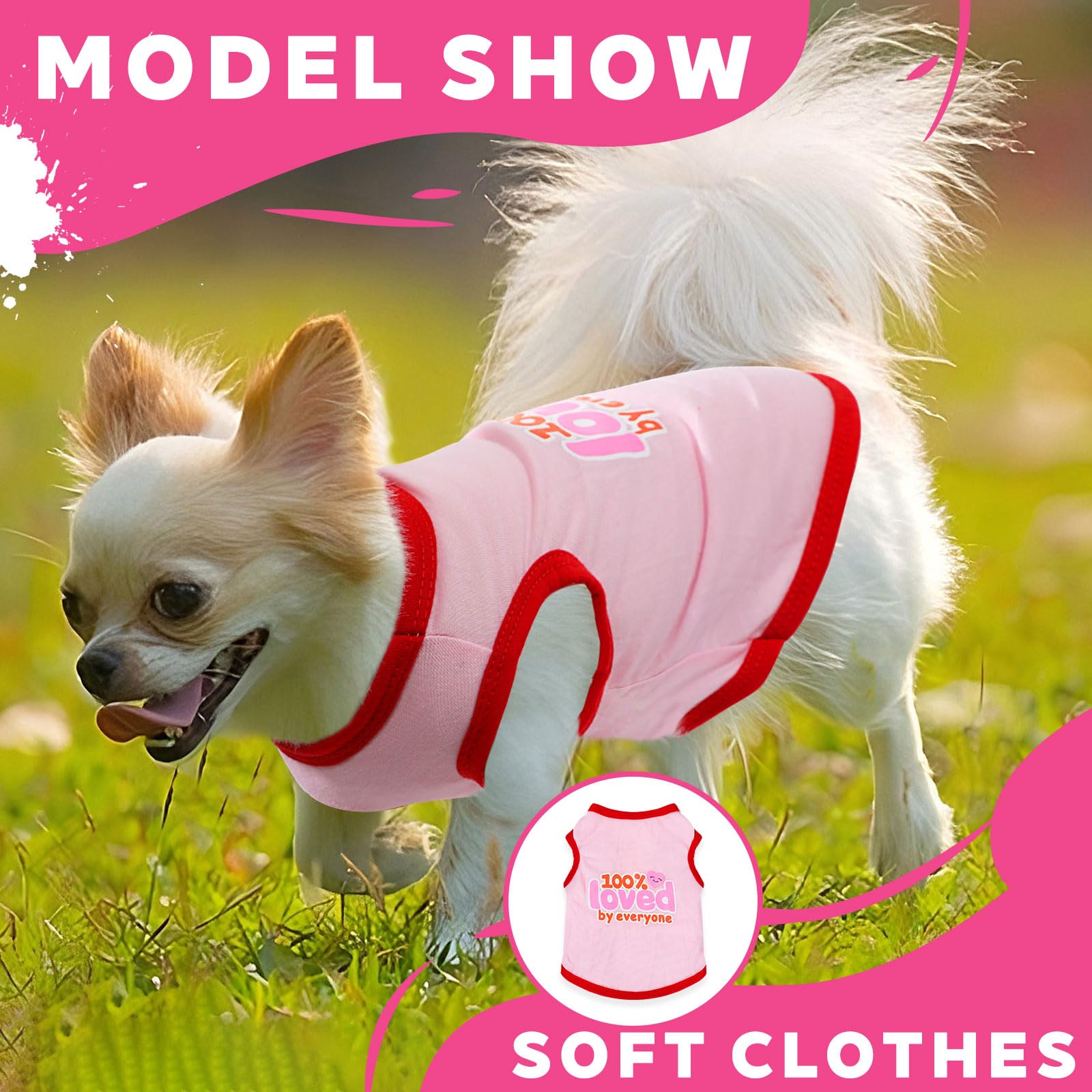 4Pieces Chihuahua Clothes sleeveless design makes on/off easy during walks.