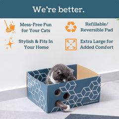 5609PETS cardboard cat scratcher box large size provides room to stretch