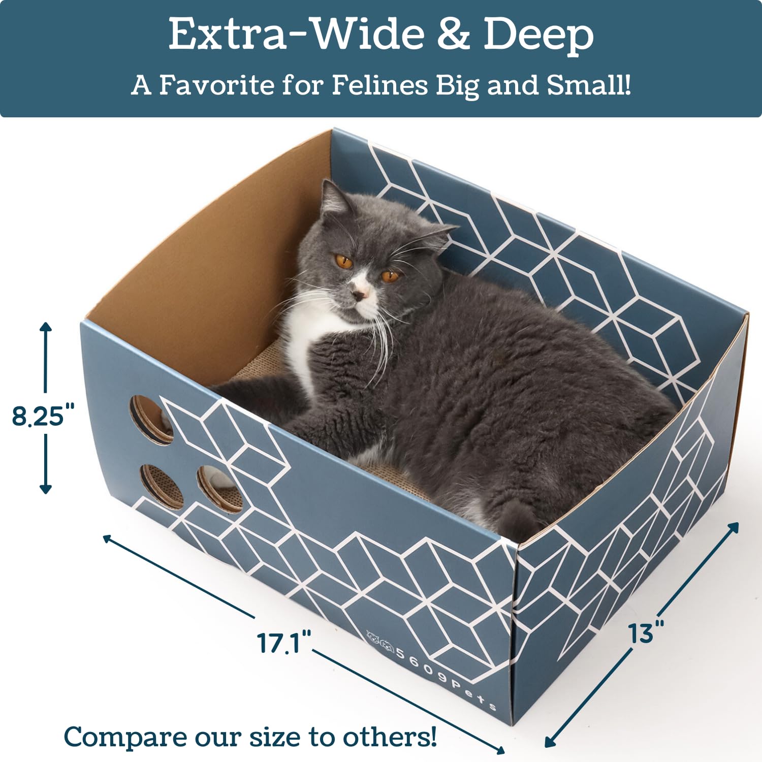 5609PETS cardboard cat scratcher box sleep and hide cozy lounging