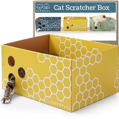 5609PETS heavy duty cardboard cat scratcher box front view—durable for indoor play