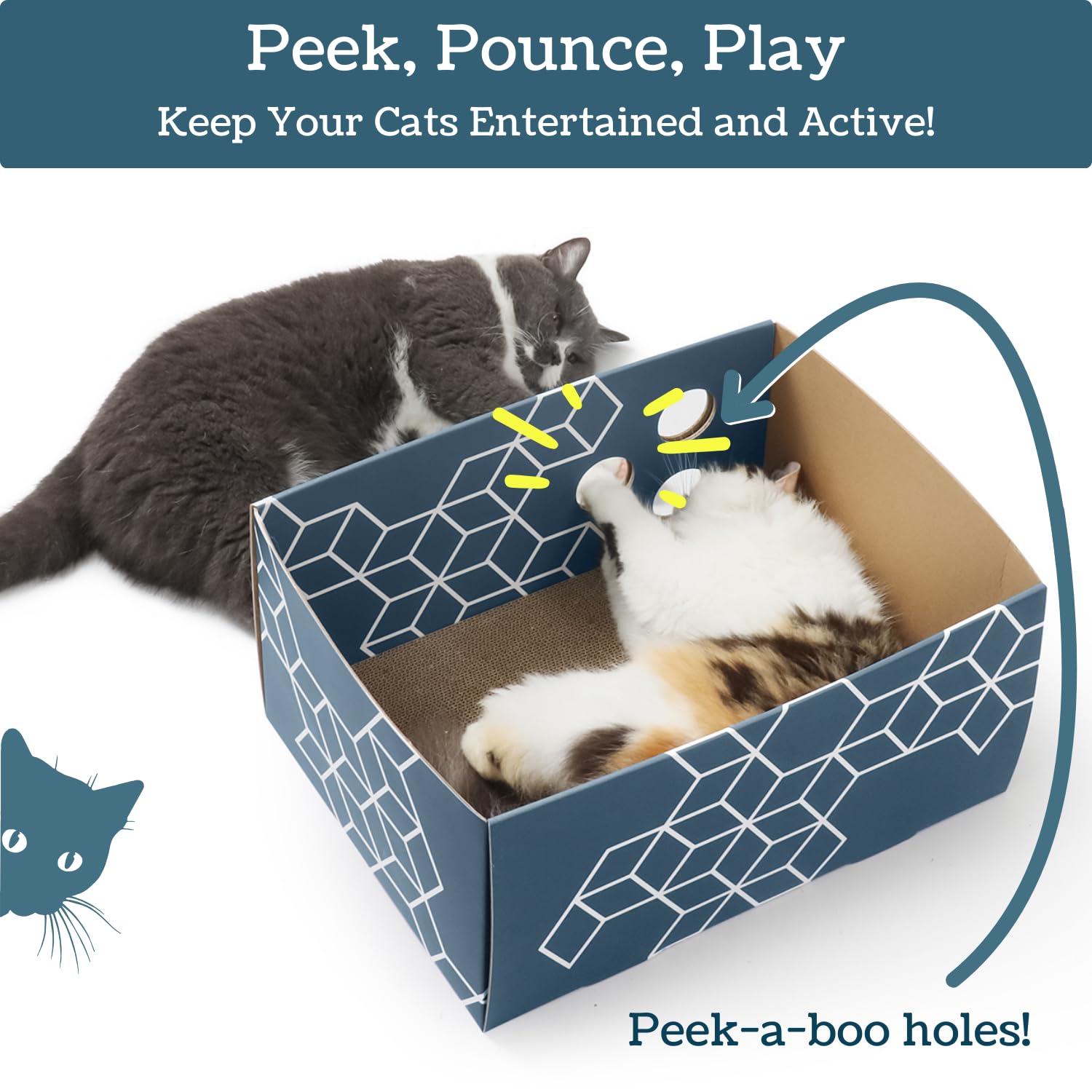 5609PETS peekaboo holes closeup showcases interactive play and feline curiosity.