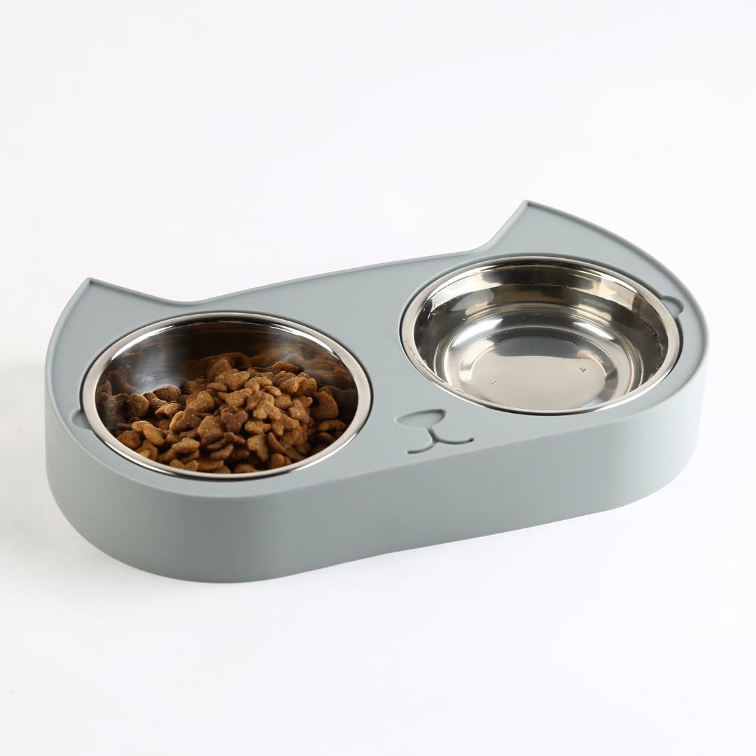 7 Ruby Road cute cat bowls double-dish-setup promotes portion control during meals.