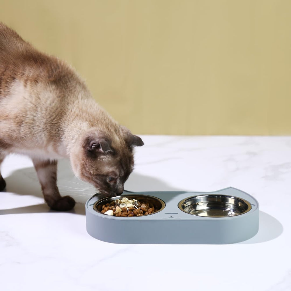 7 Ruby Road gift-worthy cat bowls in grey finish add charm to any space.