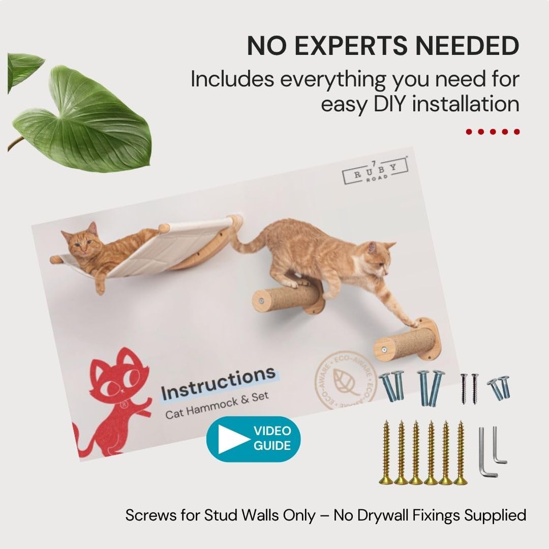 7 Ruby Road jute rope wall steps offer natural scratching and secure perches.