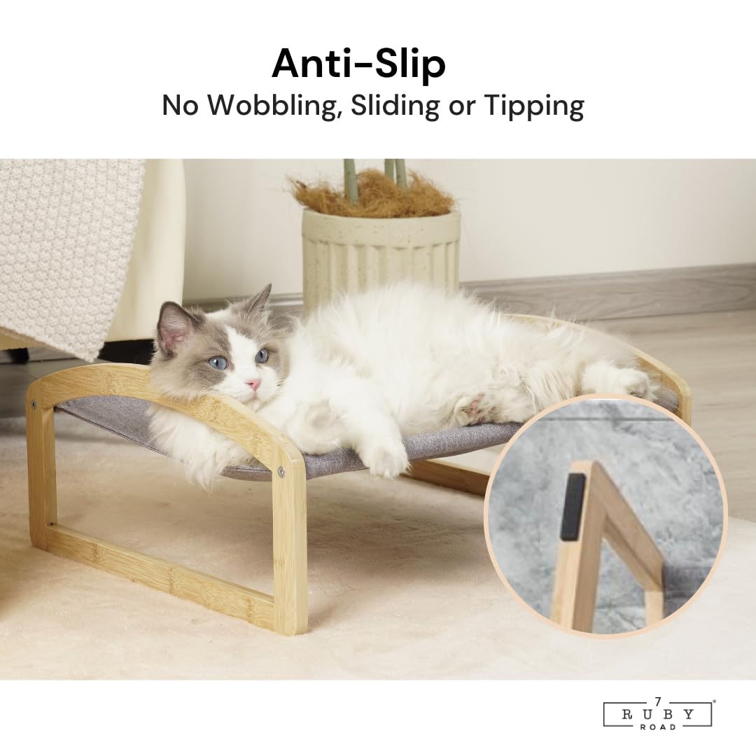 7 Ruby Road raised cat bed 8.3 inches off floor supports easy climbing for cats.