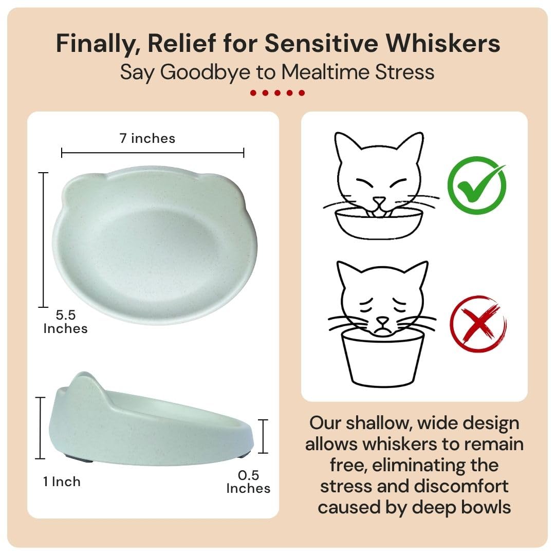 7 Ruby Road wide cat bowl with higher back design to reduce spill risk.