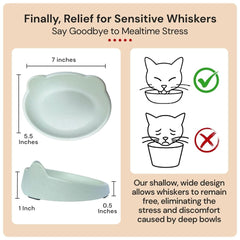 7 Ruby Road wide cat bowl with higher back design to reduce spill risk.