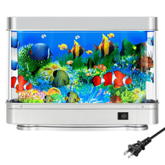 7CDXD Fake Fish Tank front view with moving fish for calming bedside ambiance.