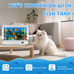 7CDXD Fake Fish Tank moving fish animates the scene for relaxing desk setup.