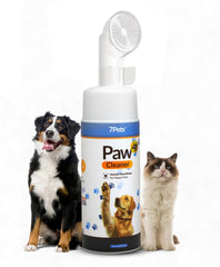 7PETS Paw Cleaner foam-dispense shows quick no-rinse cleaning after outdoor adventures