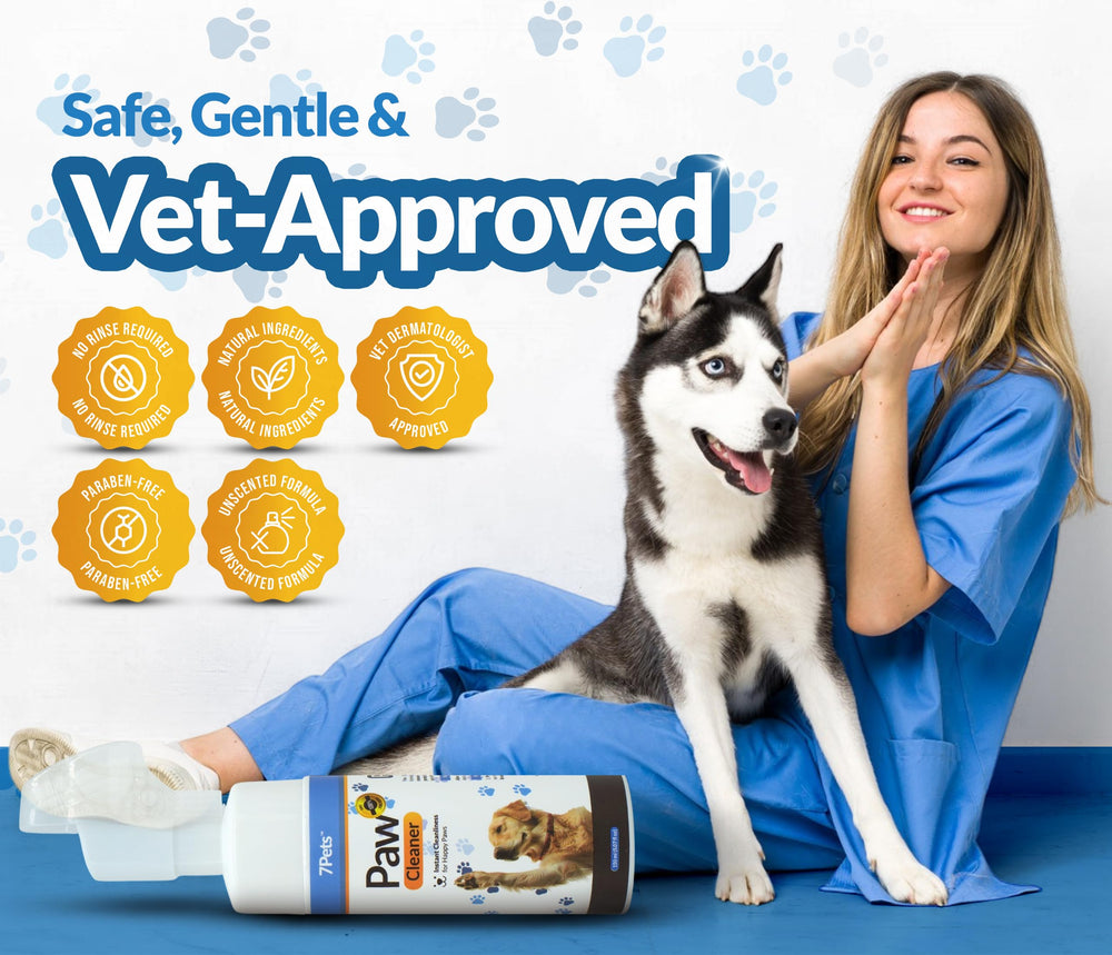 7PETS Paw Cleaner no-rinse foam cleans paws without water