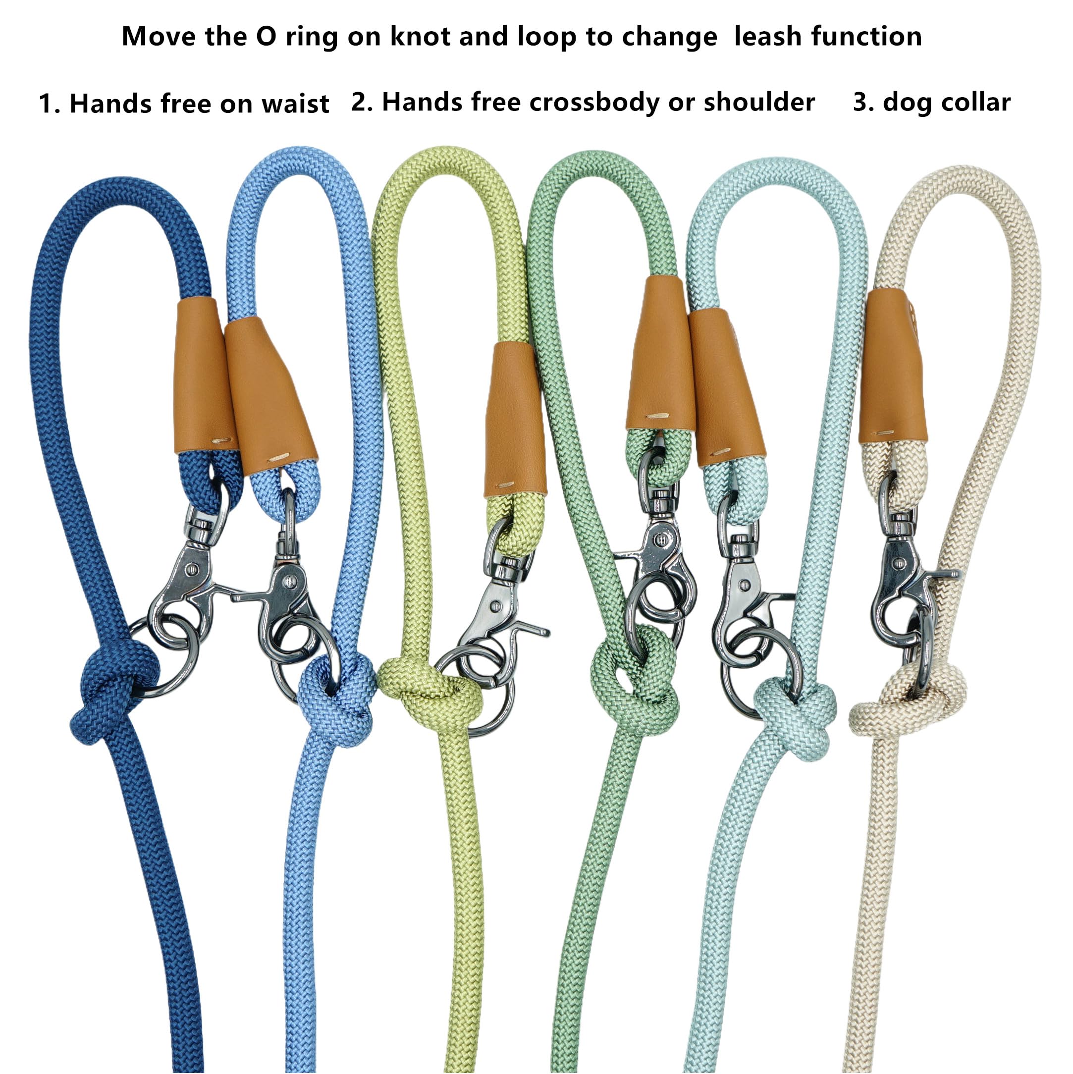 8FT hands-free dog rope leash nylon rope construction stands up to daily walks