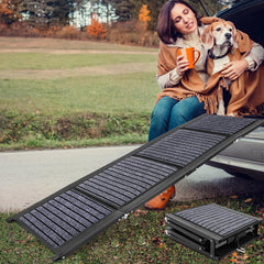 9TH SHOP folding dog ramp in car with non-slip surface for safe pet loading.