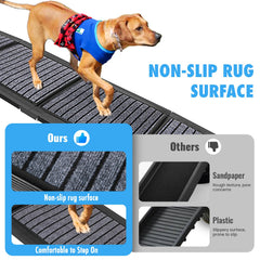 9TH SHOP folding dog ramp anti-slip surface ensuring secure traction in any weather.