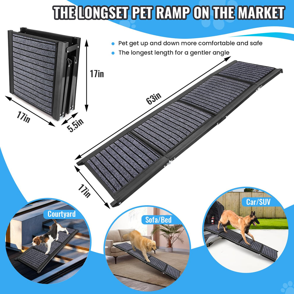 9TH SHOP folding dog ramp heavy-duty steel frame for stability.