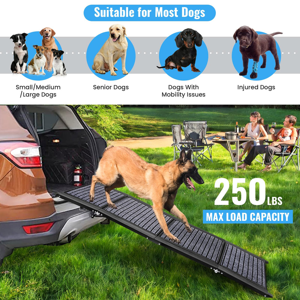 9TH SHOP folding dog ramp side handle design for easy carrying.
