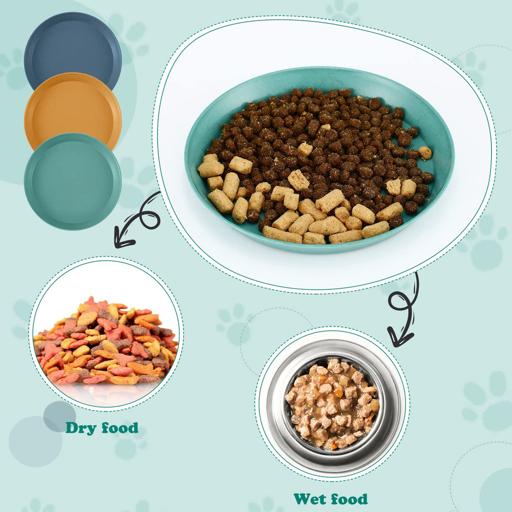 Gerrii blue 6-inch shallow cat bowls with smooth rims for easy cleaning