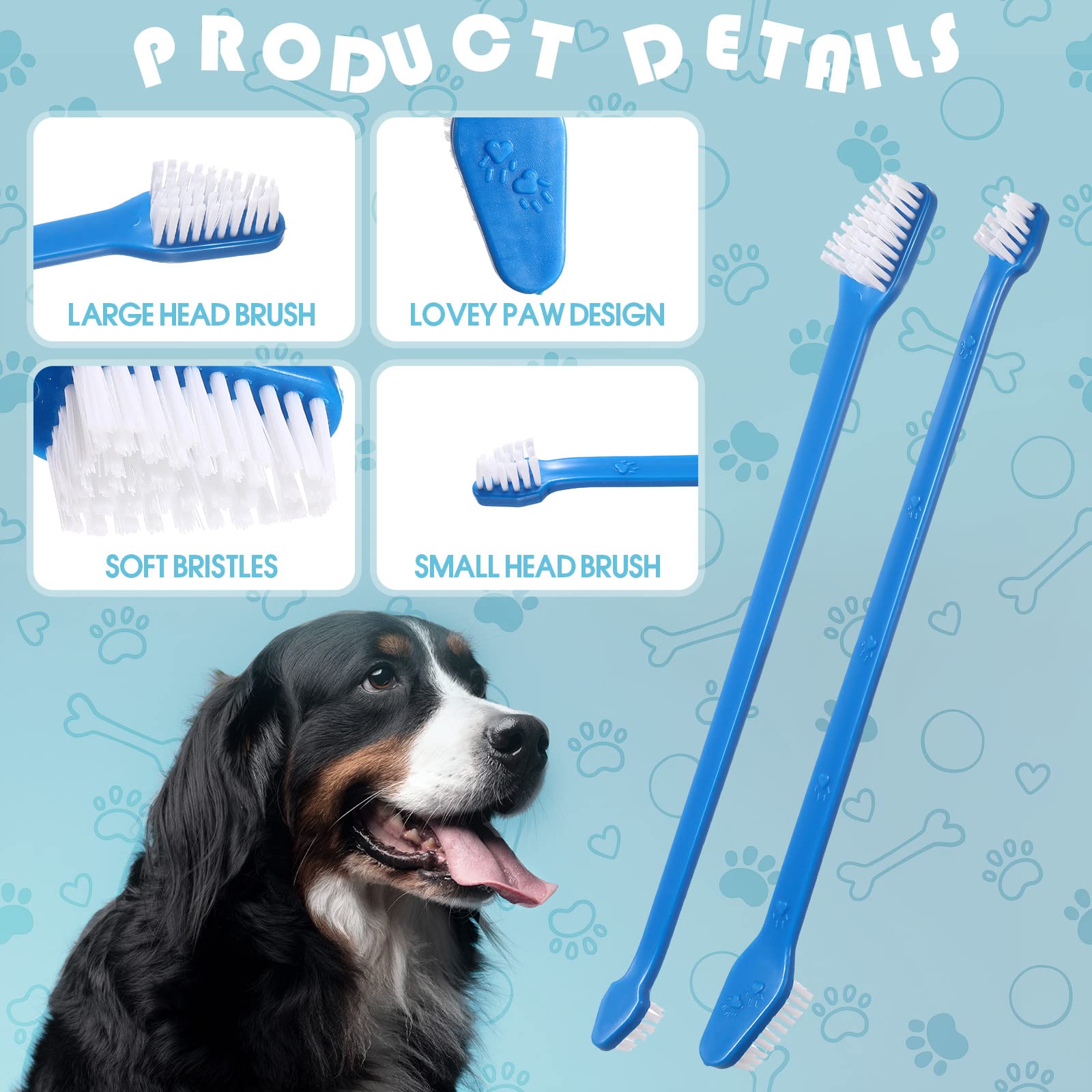 Gerrii small-head dog toothbrush close-up blue for tiny mouths