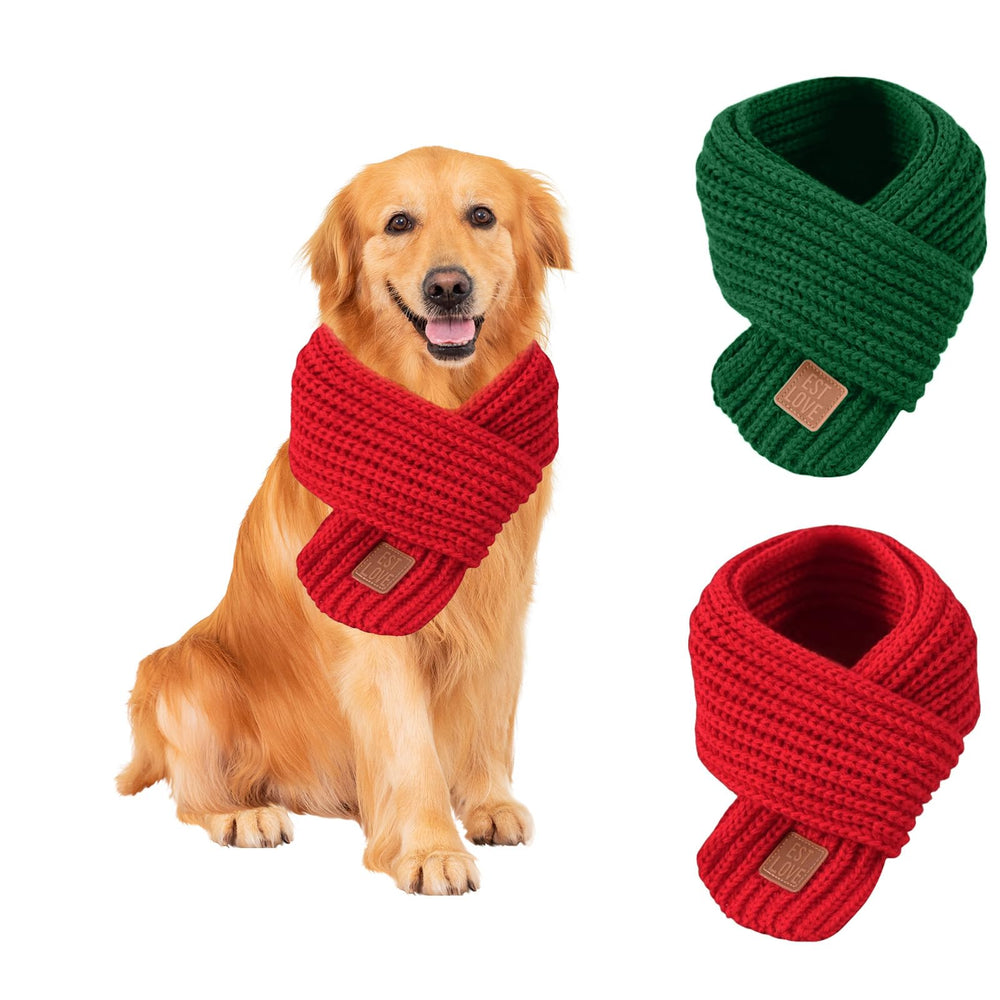 Nibnozy dog christmas scarf in red-green ready for festive winter photos.