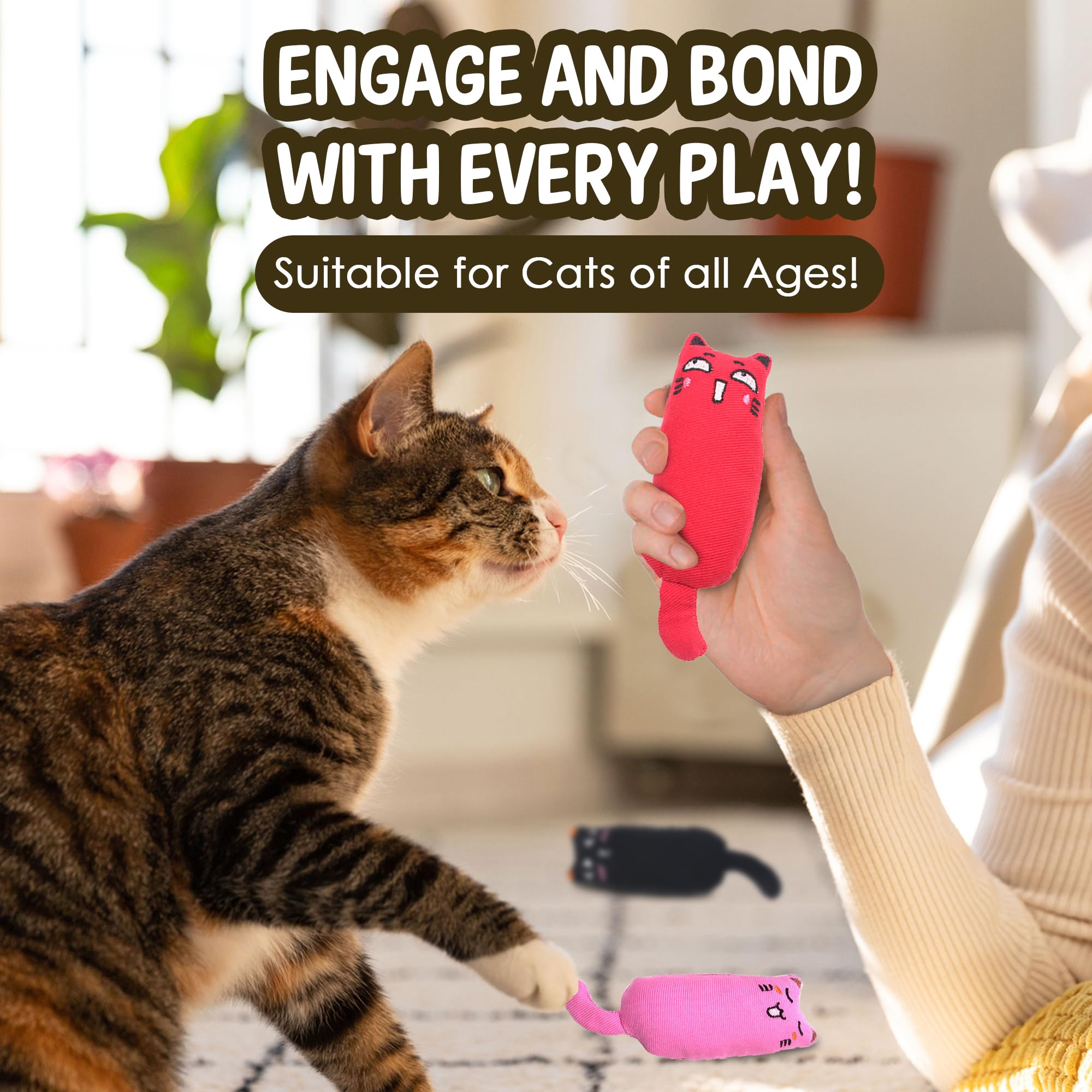 Vila Plush Cat Chews interactive play prompts stalking and pouncing.
