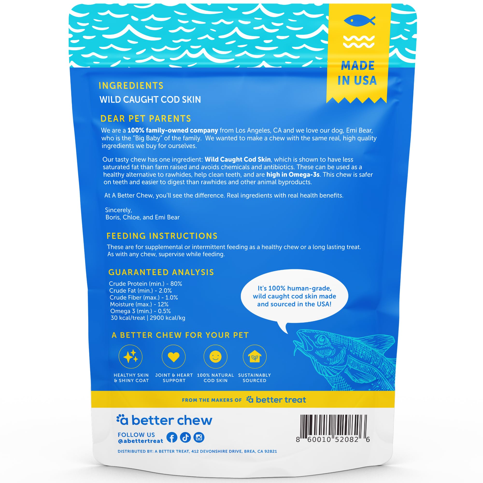 A Better CHEW single-ingredient profile communicates additive-free option for sensitivities.