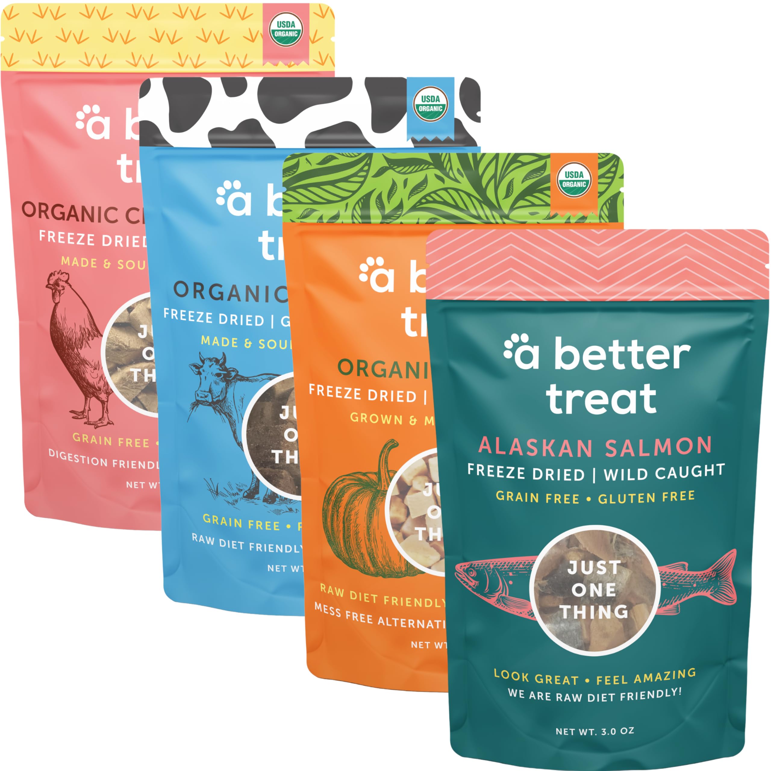 A Better Treat freeze-dried organic pumpkin image shows a single-ingredient reward for easy digestion