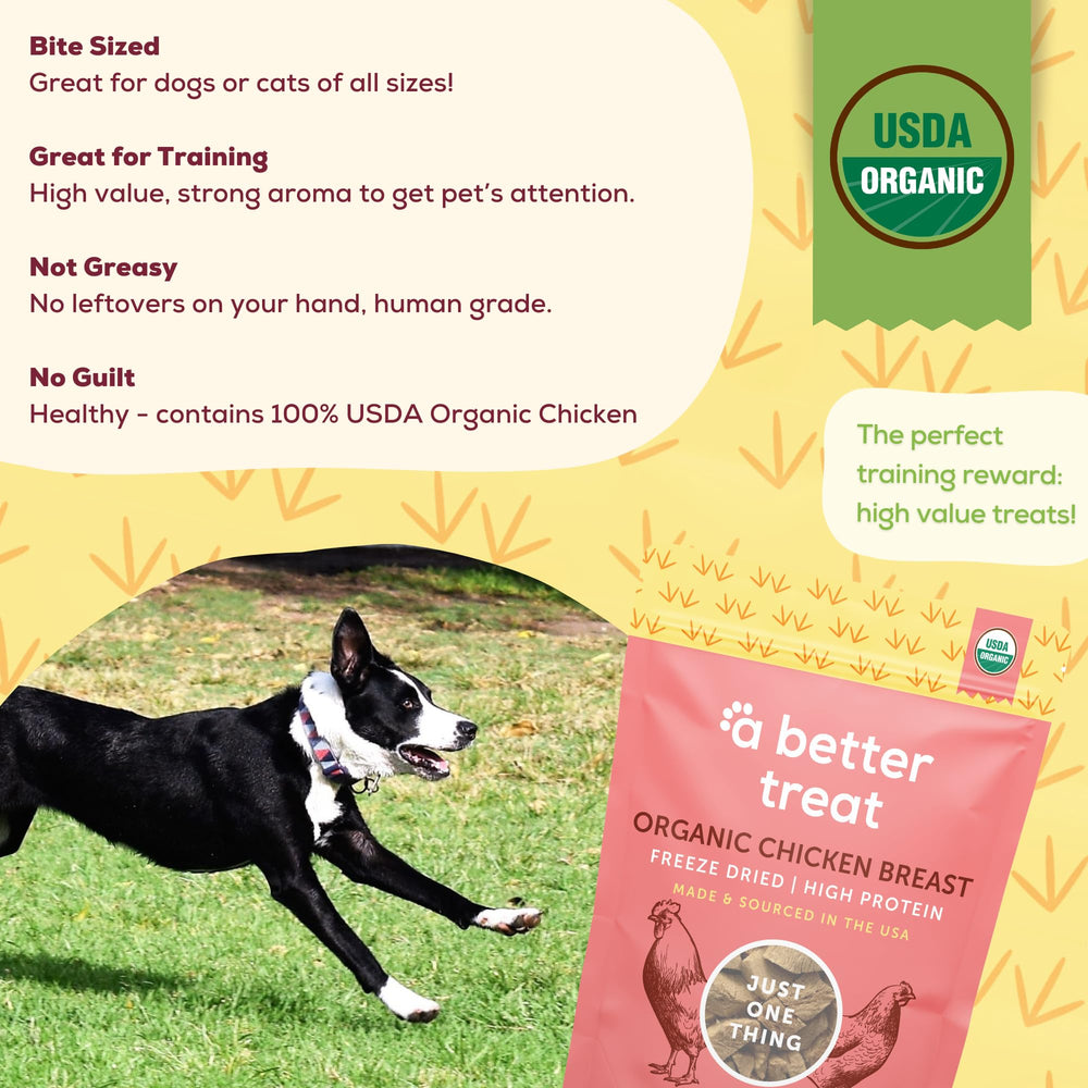A Better Treat organic-certification-label demonstrates organic quality for pet snacks.