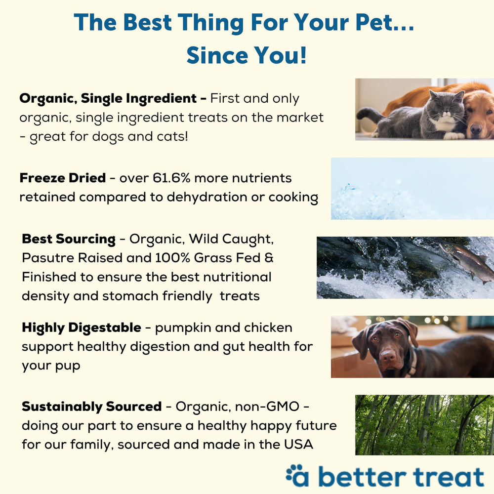 A Better Treat organic chicken breast offers gentle digestibility for sensitive stomachs