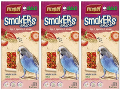 Smackers para periquitos de A&E Cage Company, palos sabor fresa para estimular el forraje