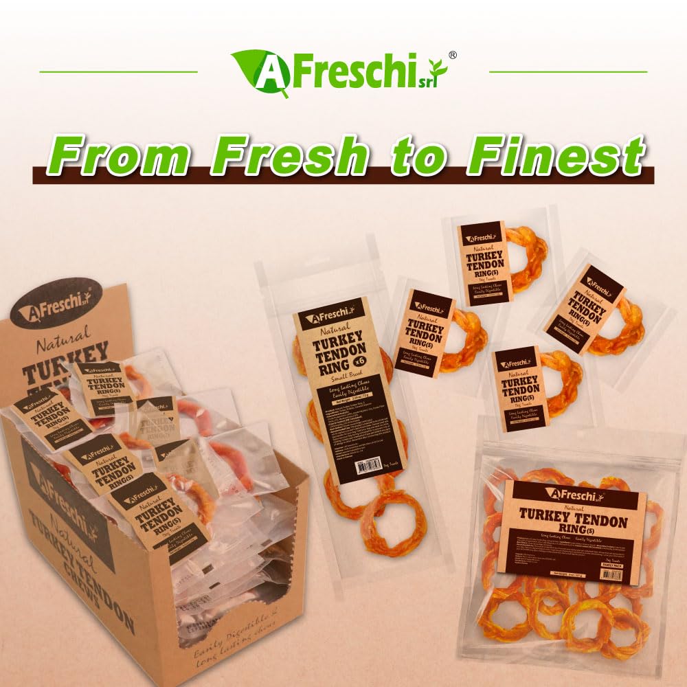 A Freschi srl human-grade turkey tendons quality-focused dog chew