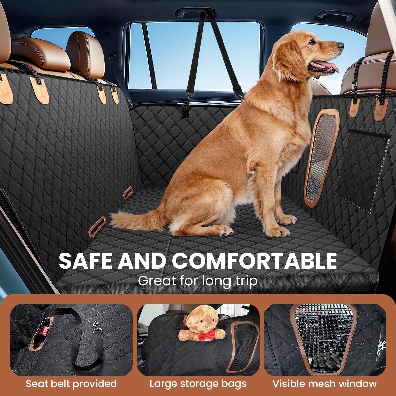 A-Pce reinforced side flaps and buckles secure pets during sudden stops