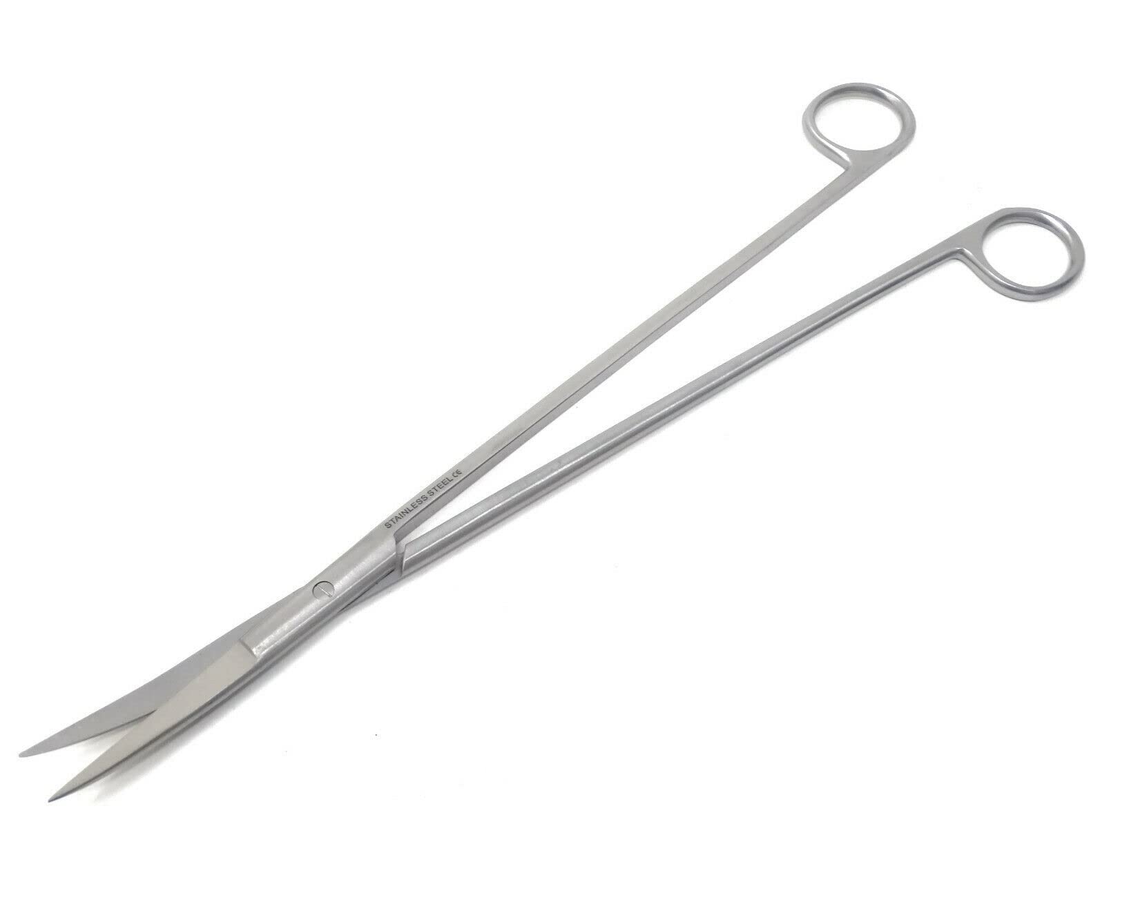 A2Z SCILAB long stainless steel 12in aquarium scissors with curved blades for precise plant pruning.