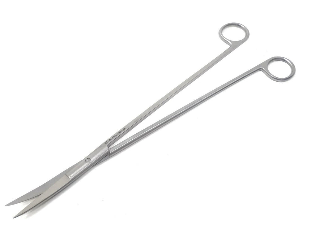 A2Z SCILAB long stainless steel 12in aquarium scissors with curved blades for precise plant pruning.