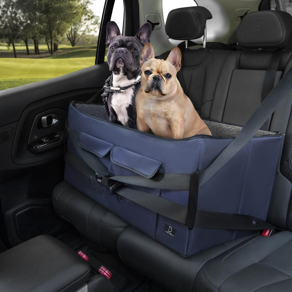 A 4 Pet dog car seat front view shows secure harness attachments for calm rides.