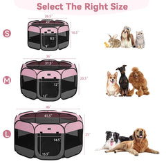 A4 Pet playpen with carry bag and collapsible bowl for travel.