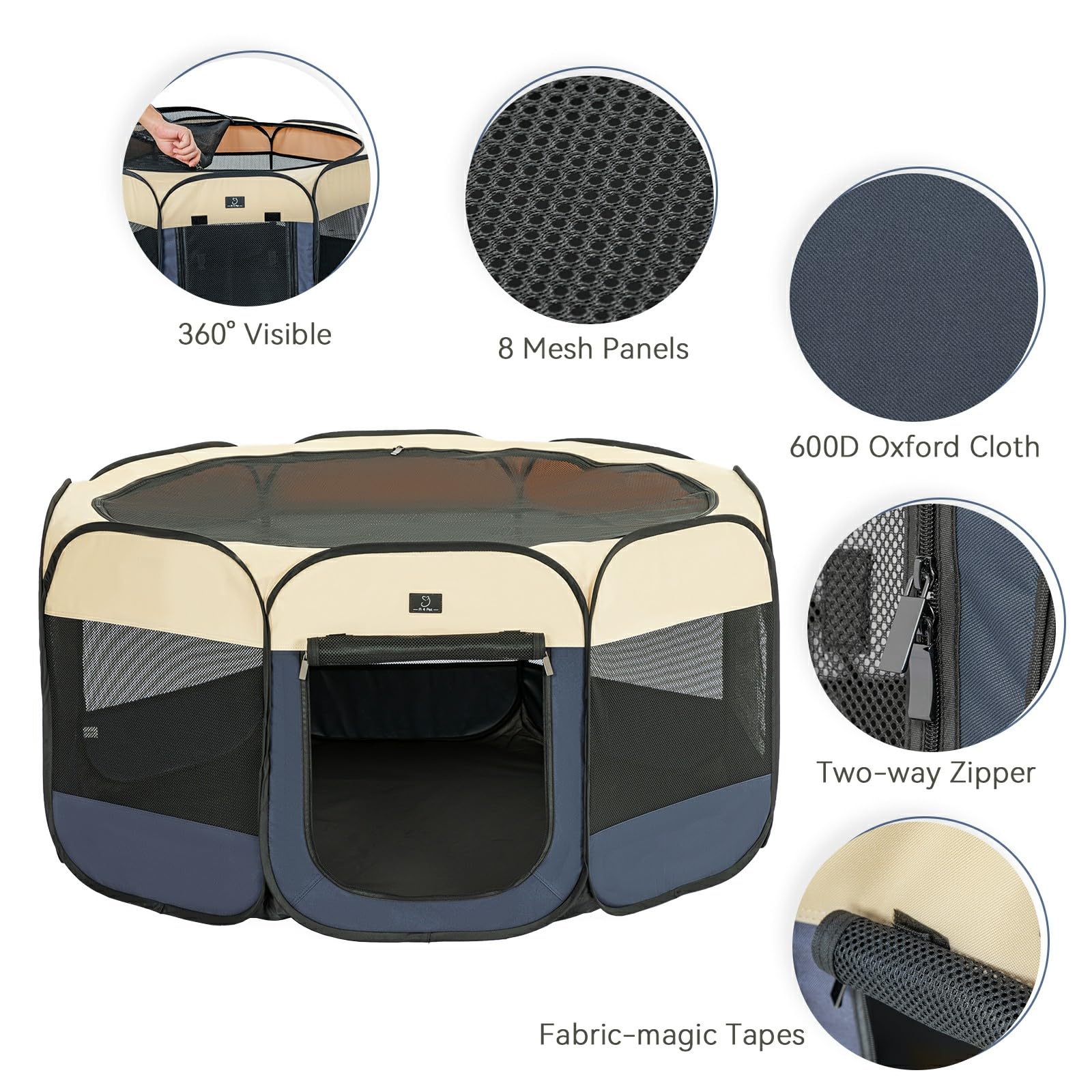 A 4 Pet playpen with waterproof bottom keeps messes contained for quick cleanup