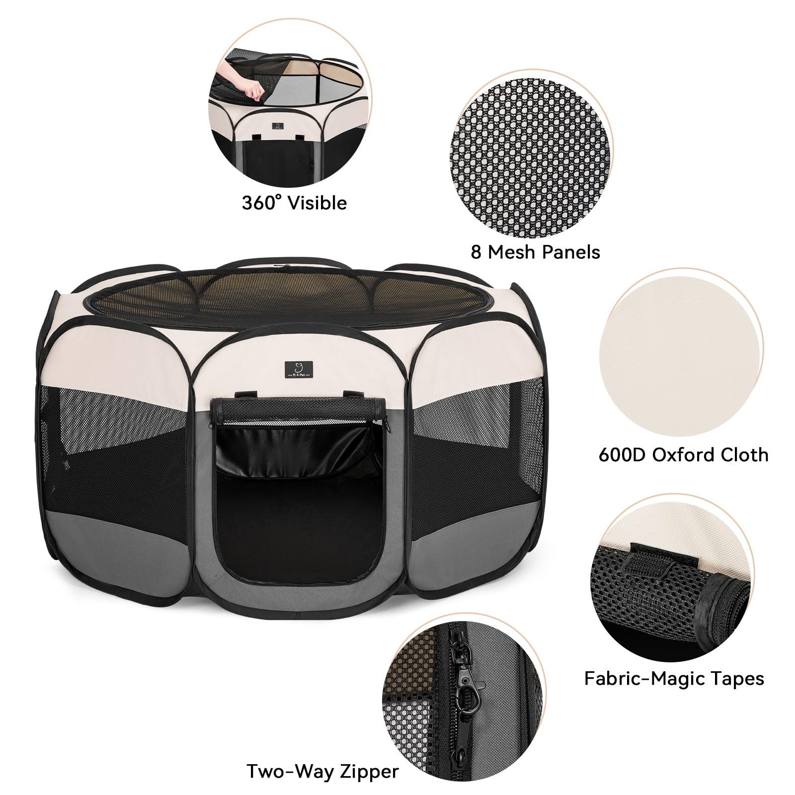 A 4 Pet waterproof bottom panel protects floors during use.