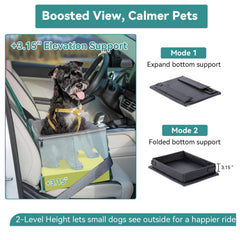 A4Pet upgraded dog car seat raise level demonstrates elevated view for calmer rides.
