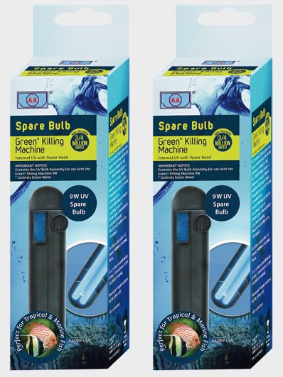 AA GKM9W internal UV spare bulb twin pack for clearer aquarium water and easy maintenance.